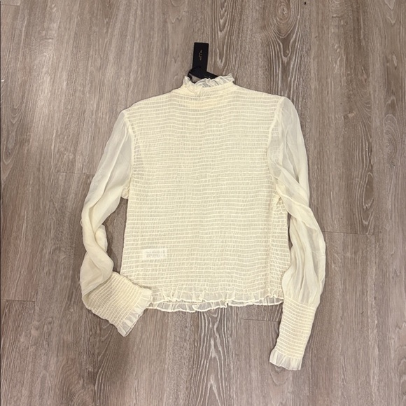 Rag & Bone Kayden Smocked Ruffle Blouse Light Dove NWT Large - Picture 4 of 4